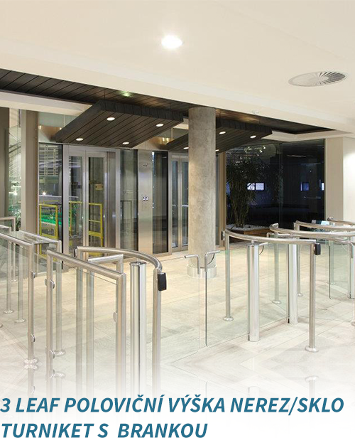 3 leaf polovicni vyska nerez/sklo turniket s brankou